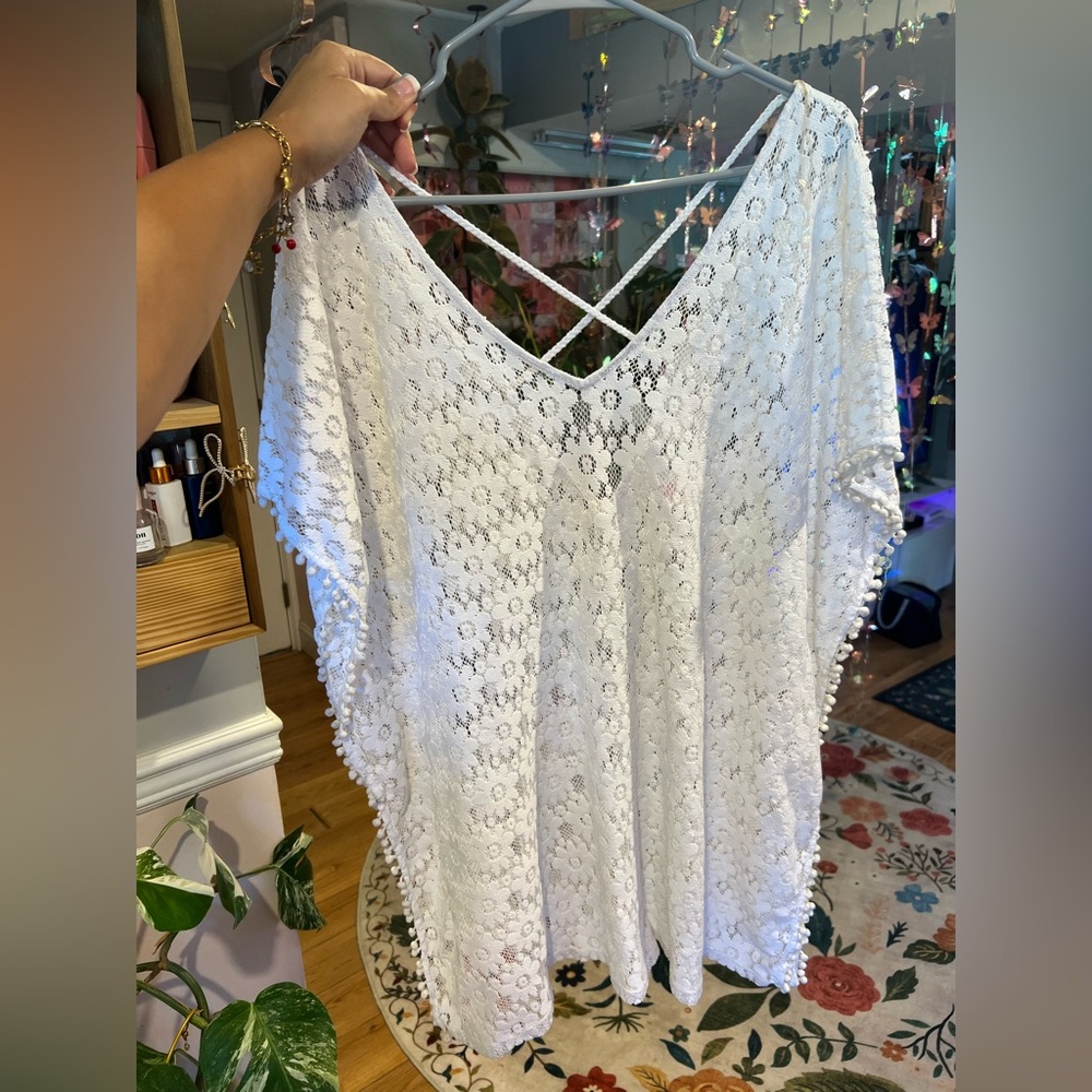 Coastal White Lace Swim Cover-Up Size XL